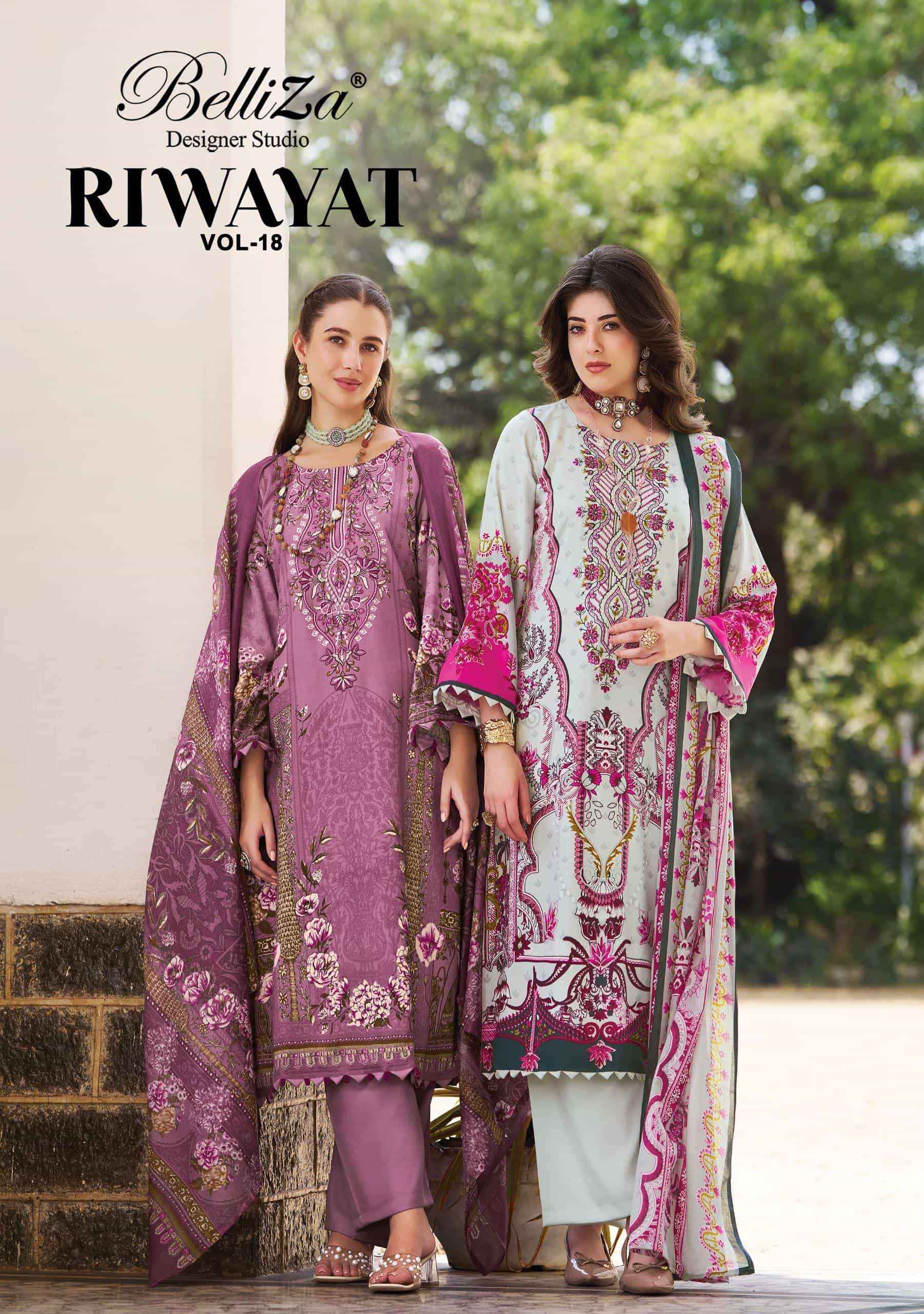 Belliza Riwayat Vol 18 Rayon - Ladies suits manufacturers in Surat with price  ( 8 Pcs Catalogue )