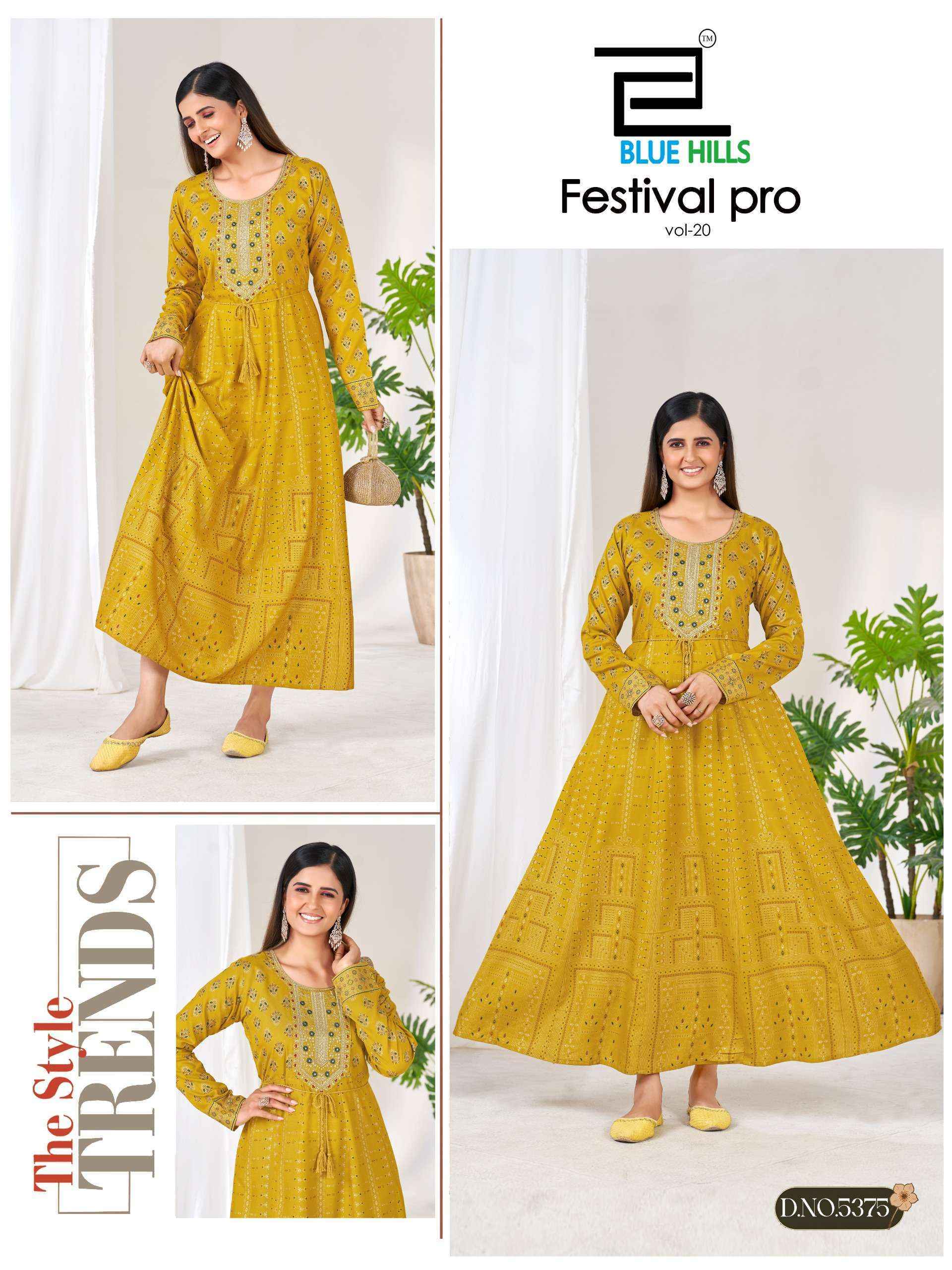 Blue Hills Festival Pro Vol 20 Rayon Anarkali Gown _ Wholesale Texteli Price ( 6 Pcs Catalog )