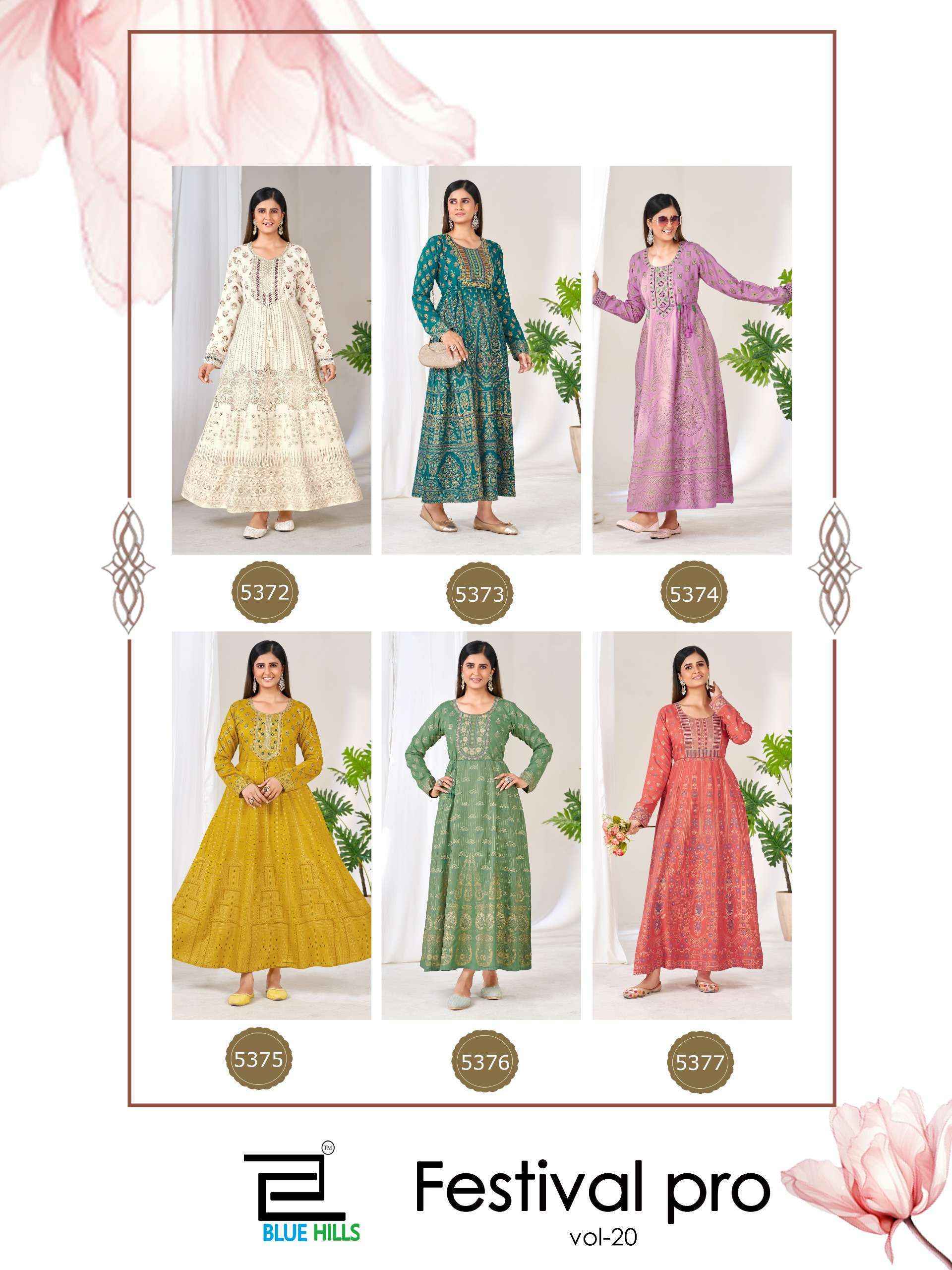 Blue Hills Festival Pro Vol 20 Rayon Anarkali Gown _ Wholesale Texteli Price ( 6 Pcs Catalog )