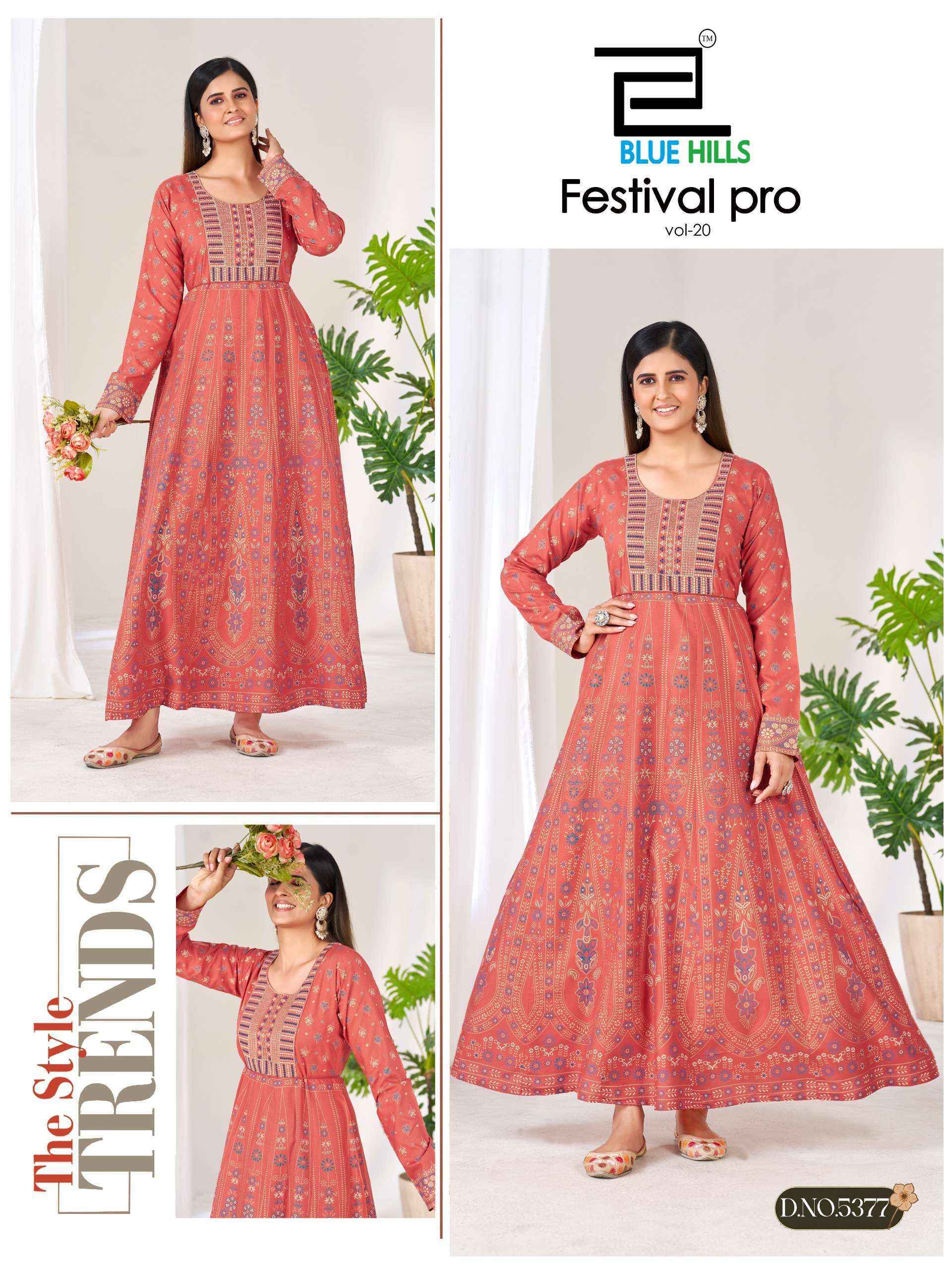 Blue Hills Festival Pro Vol 20 Rayon Anarkali Gown _ Wholesale Texteli Price ( 6 Pcs Catalog )