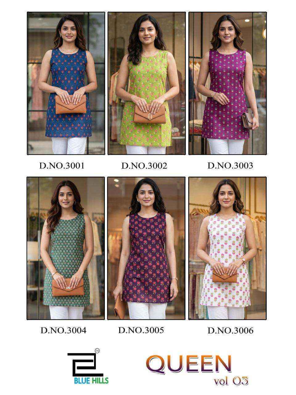 Blue Hills Queen Vol 3 Short Cotton Top Wholesale Surat Rate ( 6 Pcs Catalog )