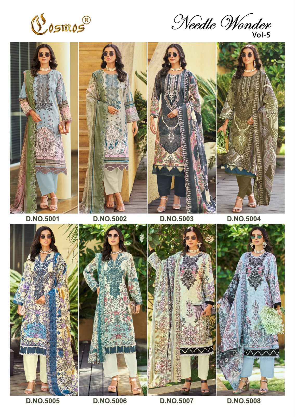 Cosmos Needle Wonder Vol 5 Wholesale - Ladies Pakistani Dress Material ( 8 pcs Catalogue )