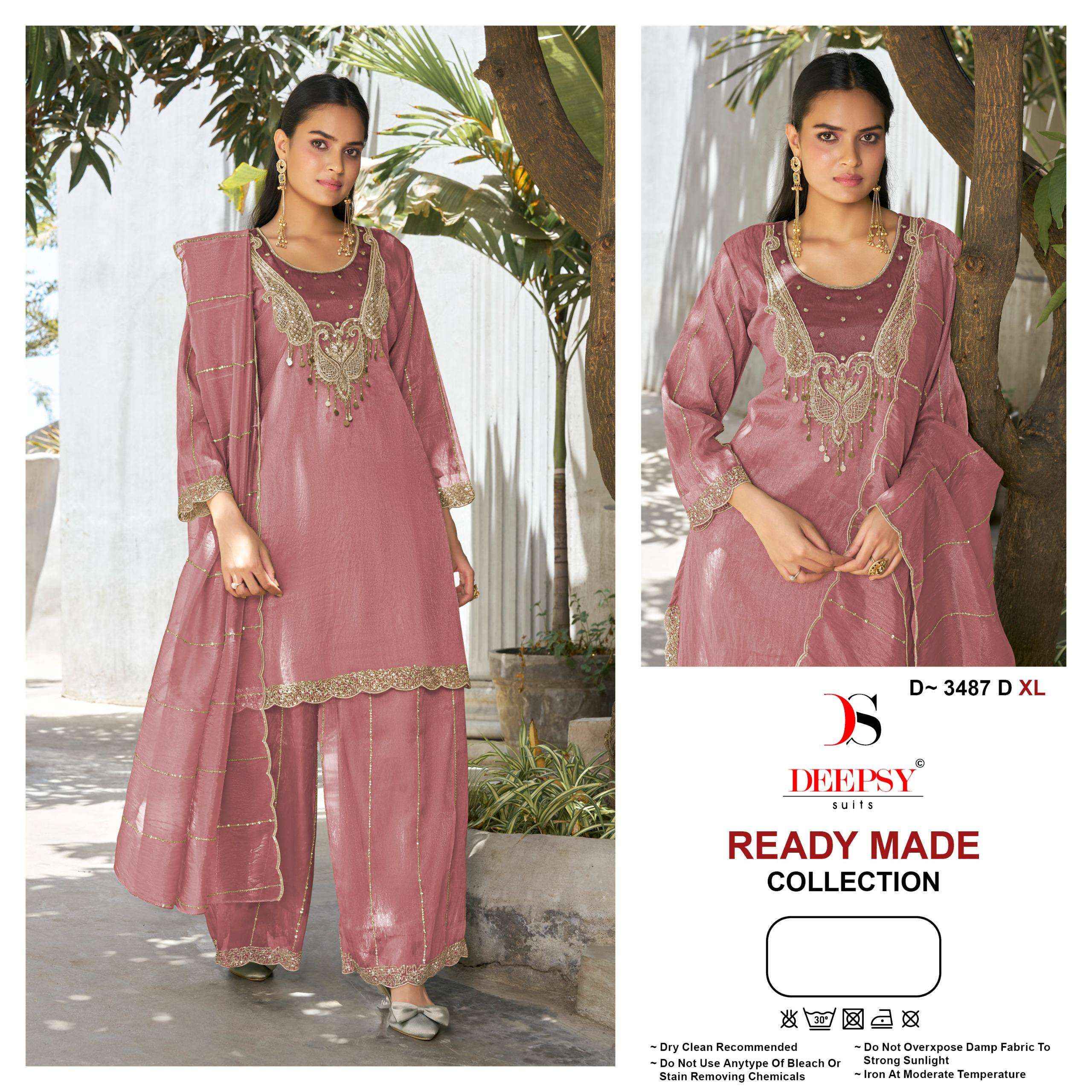 DEEPSY SUITS D 3487 SILK HEAVY EMBROIDERD DESIGNER READY MADE DRESS _ WHOLESALE SURAT RATE ( 4 PCS CATALOG )
