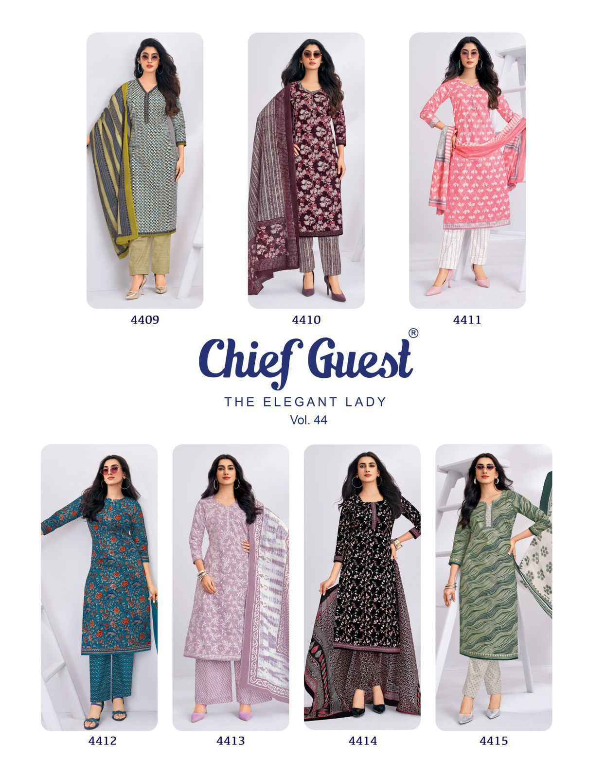 Deeptex Chief Guest Vol 44 Cotton Dress Material _ Wholesale Surat Rate ( 15 Pcs Catalog )