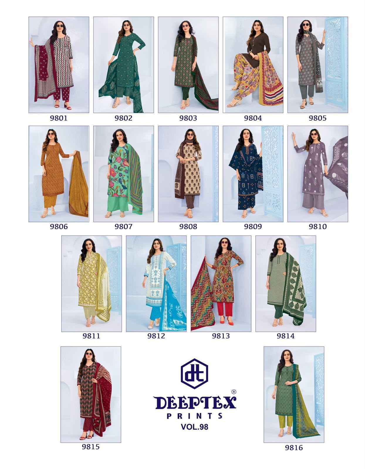 Deeptex Prints - Miss India Vol 98 Wholesale ( 16 Pcs Catalogue )