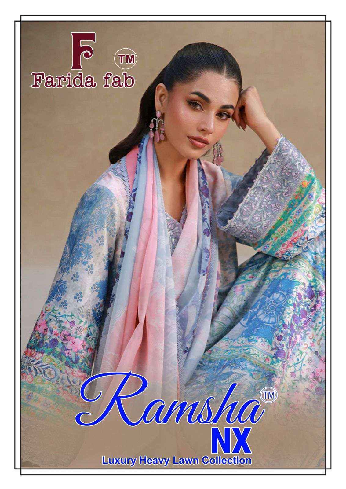 Farida Fab Ramsha Nx Lawn Cotton Dress Material _ Wholesale Surat Rate ( 6 Pcs Catalog )