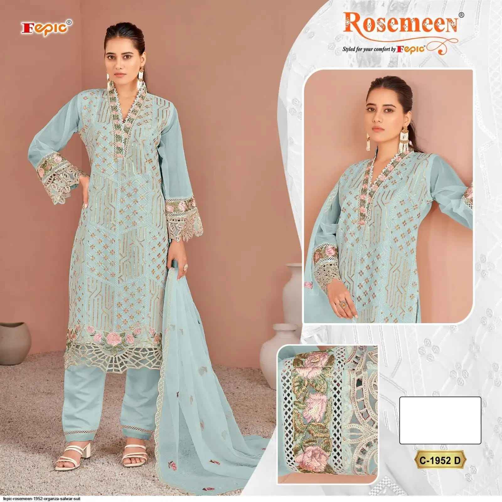 Fepic Rosemeen 1952 Organza Dress Material _ Wholesale Surat Collection  ( 4 Pcs Catalog )