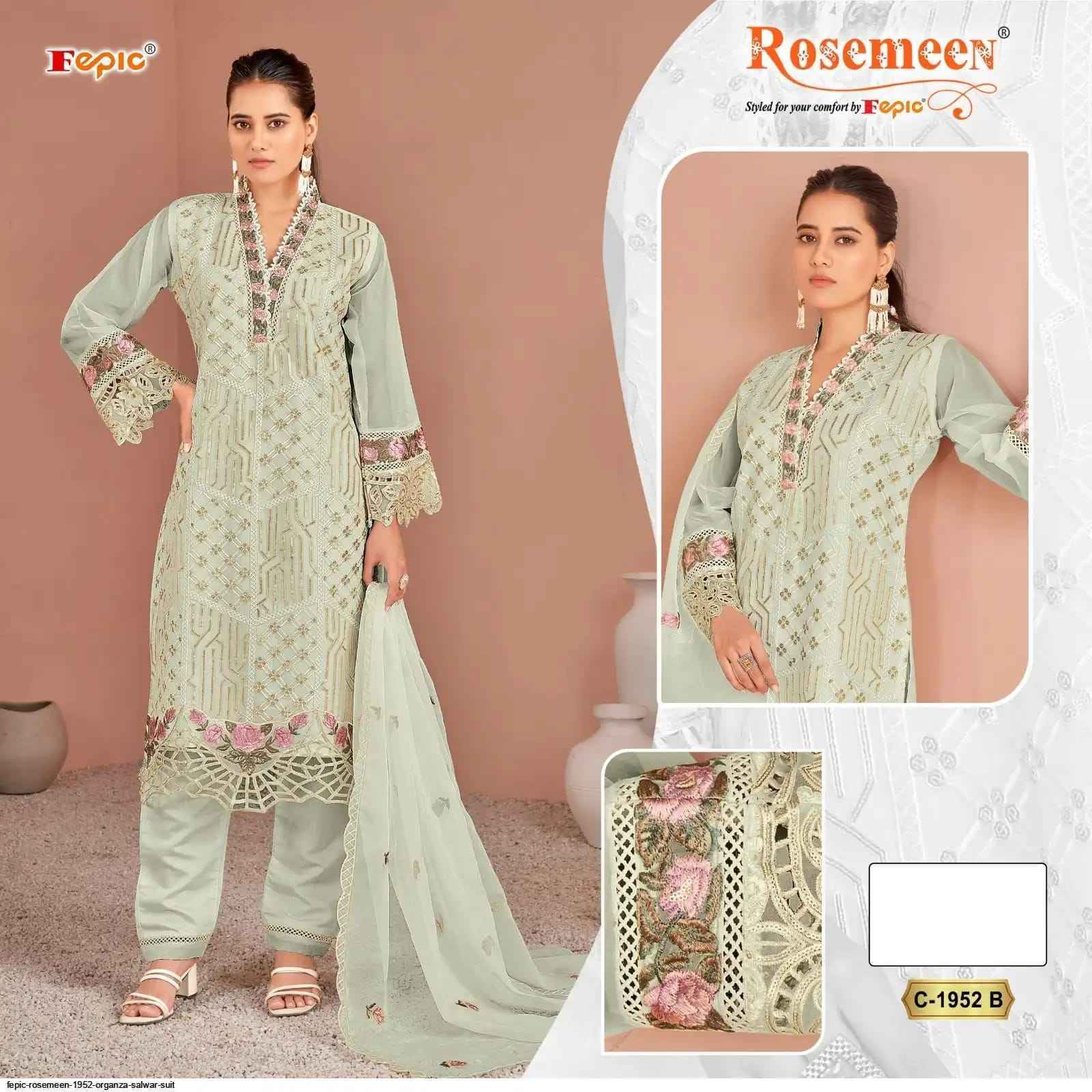 Fepic Rosemeen 1952 Organza Dress Material _ Wholesale Surat Collection  ( 4 Pcs Catalog )