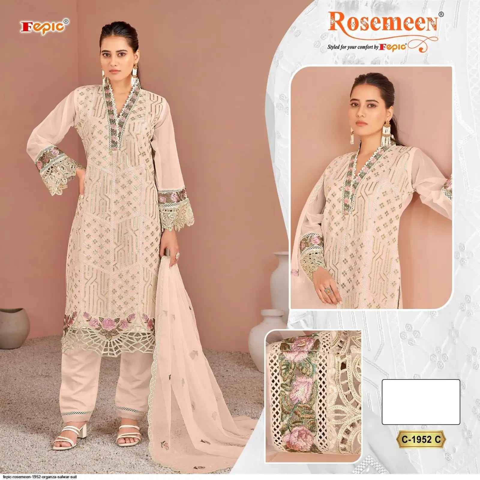 Fepic Rosemeen 1952 Organza Dress Material _ Wholesale Surat Collection  ( 4 Pcs Catalog )