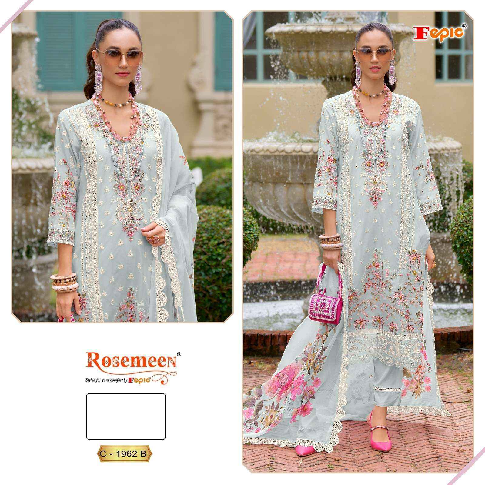 Fepic Rosemeen 1962 Organza Dress Material _ Wholesale Surat Rate ( 3 Pcs Catalog )