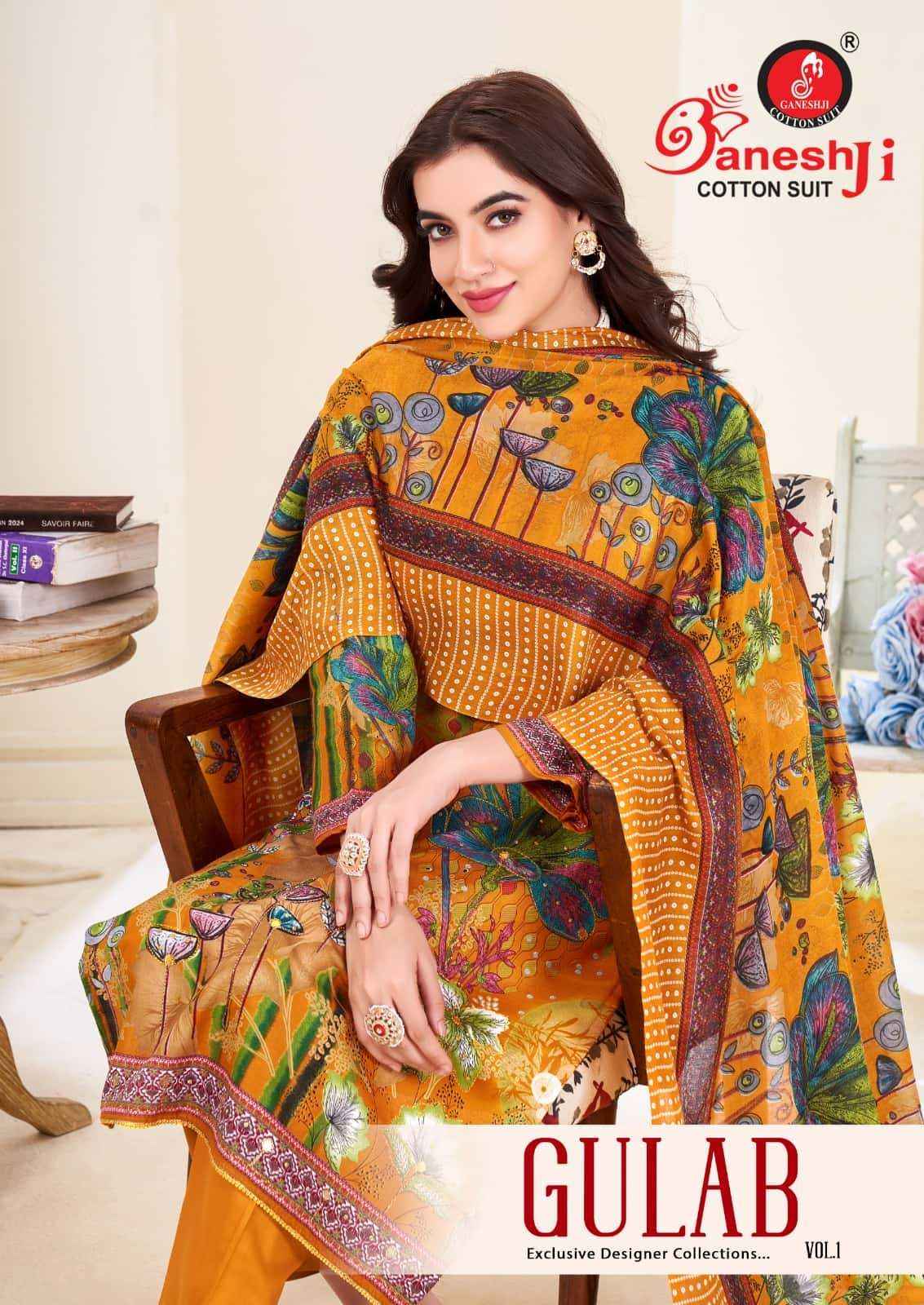 Ganeshji Gulab Vol 1 Unstitch Cotton Ladies Dress _ Wholesale Surat Rate ( 8 Pcs Catalog )