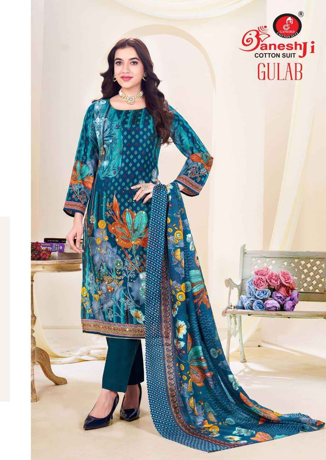 Ganeshji Gulab Vol 1 Unstitch Cotton Ladies Dress _ Wholesale Surat Rate ( 8 Pcs Catalog )