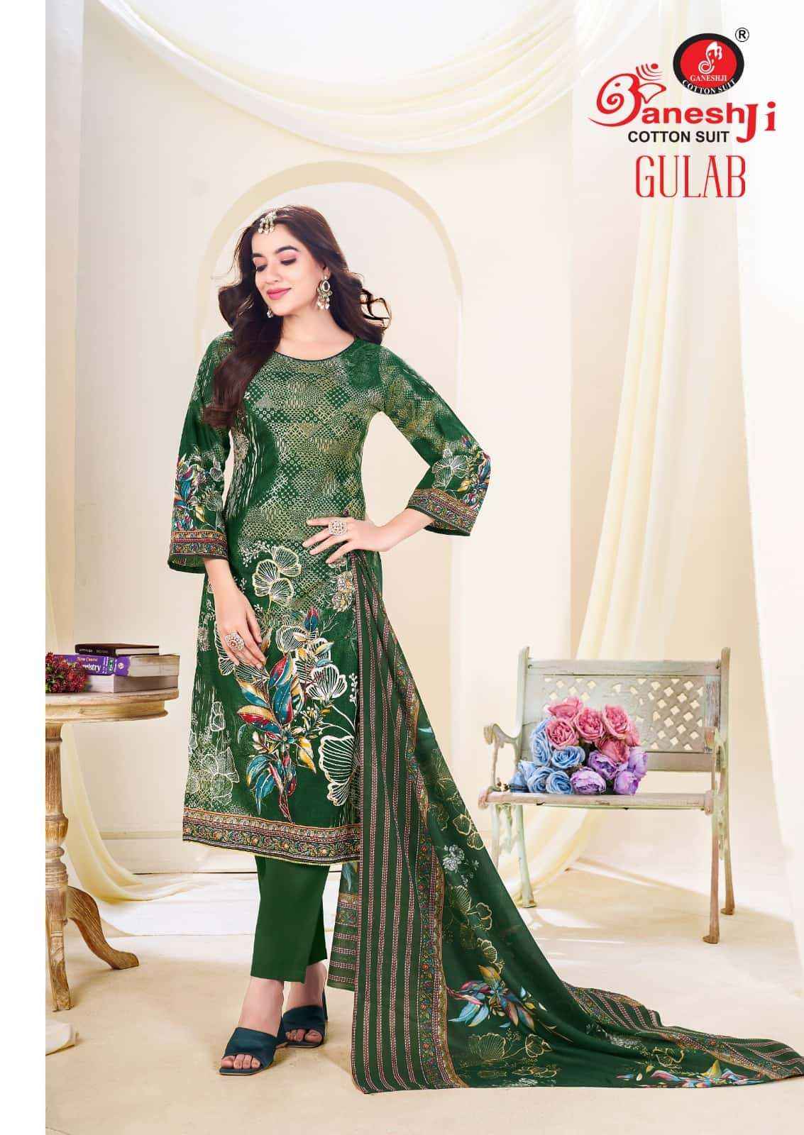 Ganeshji Gulab Vol 1 Unstitch Cotton Ladies Dress _ Wholesale Surat Rate ( 8 Pcs Catalog )
