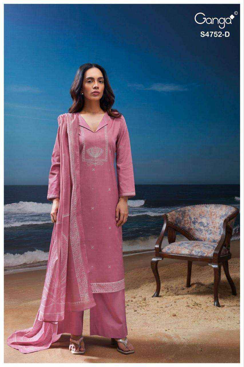 Ganga Fashion Faira 4752 Exclusive Cotton Dress Wholesale Surat Rate ( 4 Pcs Catalog )