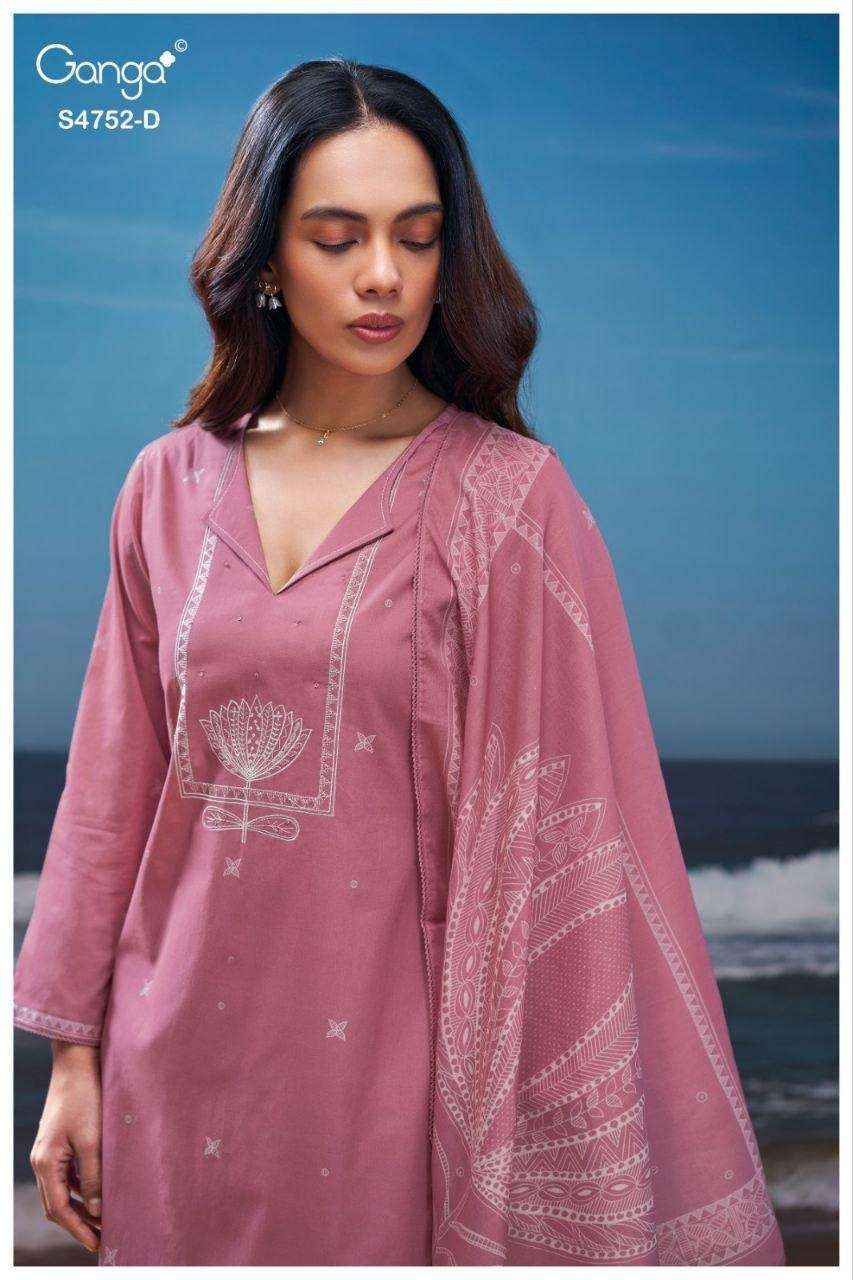 Ganga Fashion Faira 4752 Exclusive Cotton Dress Wholesale Surat Rate ( 4 Pcs Catalog )