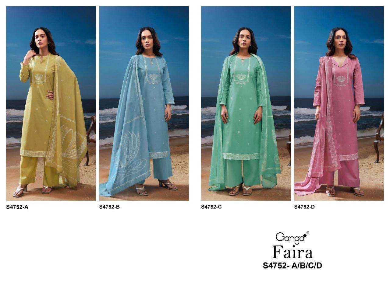 Ganga Fashion Faira 4752 Exclusive Cotton Dress Wholesale Surat Rate ( 4 Pcs Catalog )