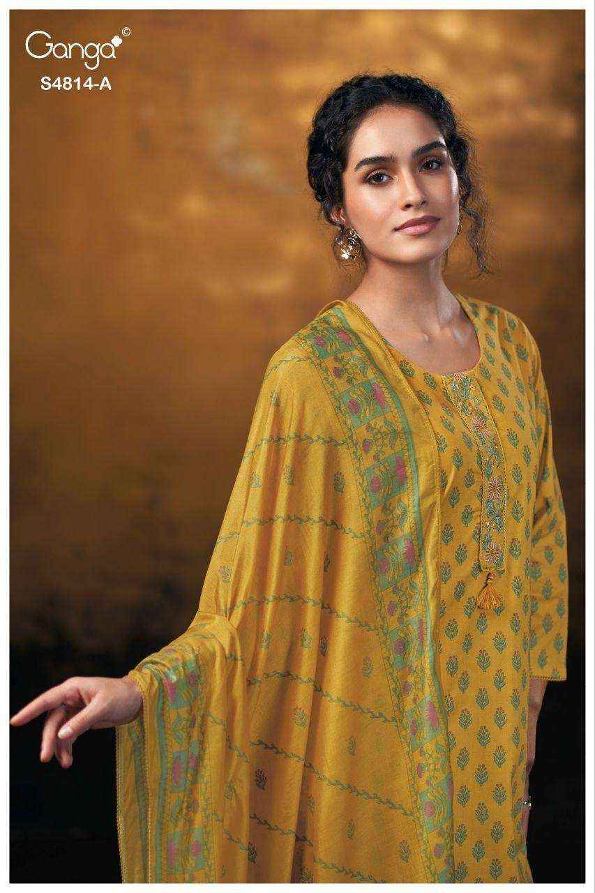 Ganga Fashion Sravanthi 4814 Exclusive Fancy Cotton Suit Catalog Wholesale Price ( 4 Pcs Catalog )