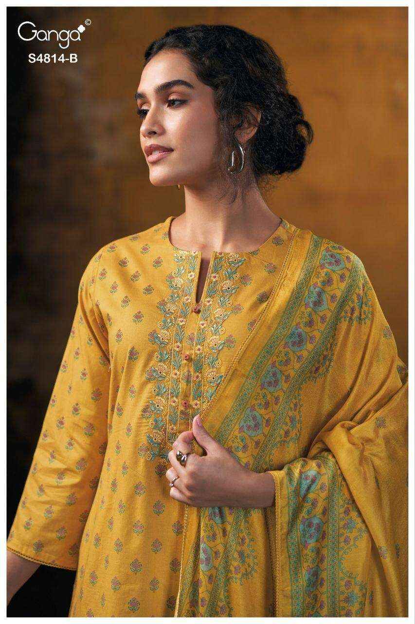 Ganga Fashion Sravanthi 4814 Exclusive Fancy Cotton Suit Catalog Wholesale Price ( 4 Pcs Catalog )