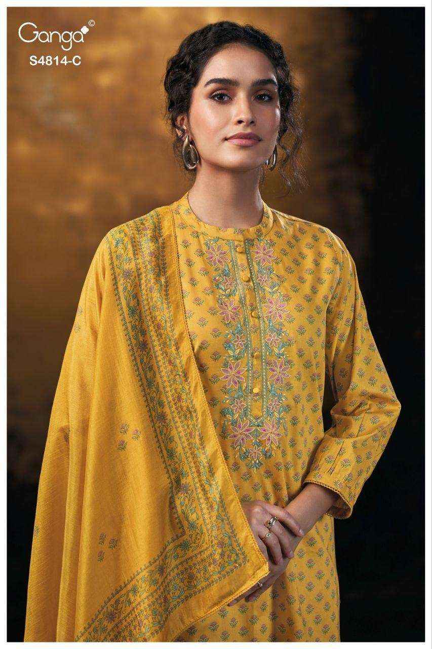 Ganga Fashion Sravanthi 4814 Exclusive Fancy Cotton Suit Catalog Wholesale Price ( 4 Pcs Catalog )