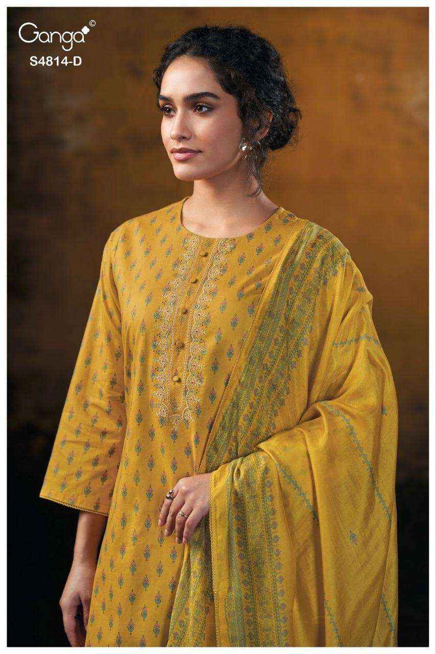 Ganga Fashion Sravanthi 4814 Exclusive Fancy Cotton Suit Catalog Wholesale Price ( 4 Pcs Catalog )