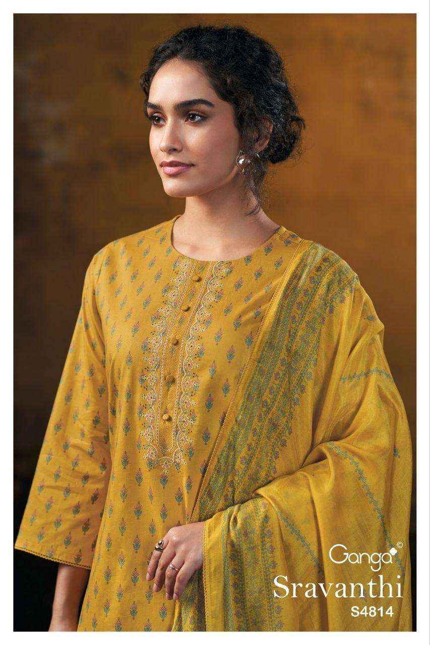 Ganga Fashion Sravanthi 4814 Exclusive Fancy Cotton Suit Catalog Wholesale Price ( 4 Pcs Catalog )