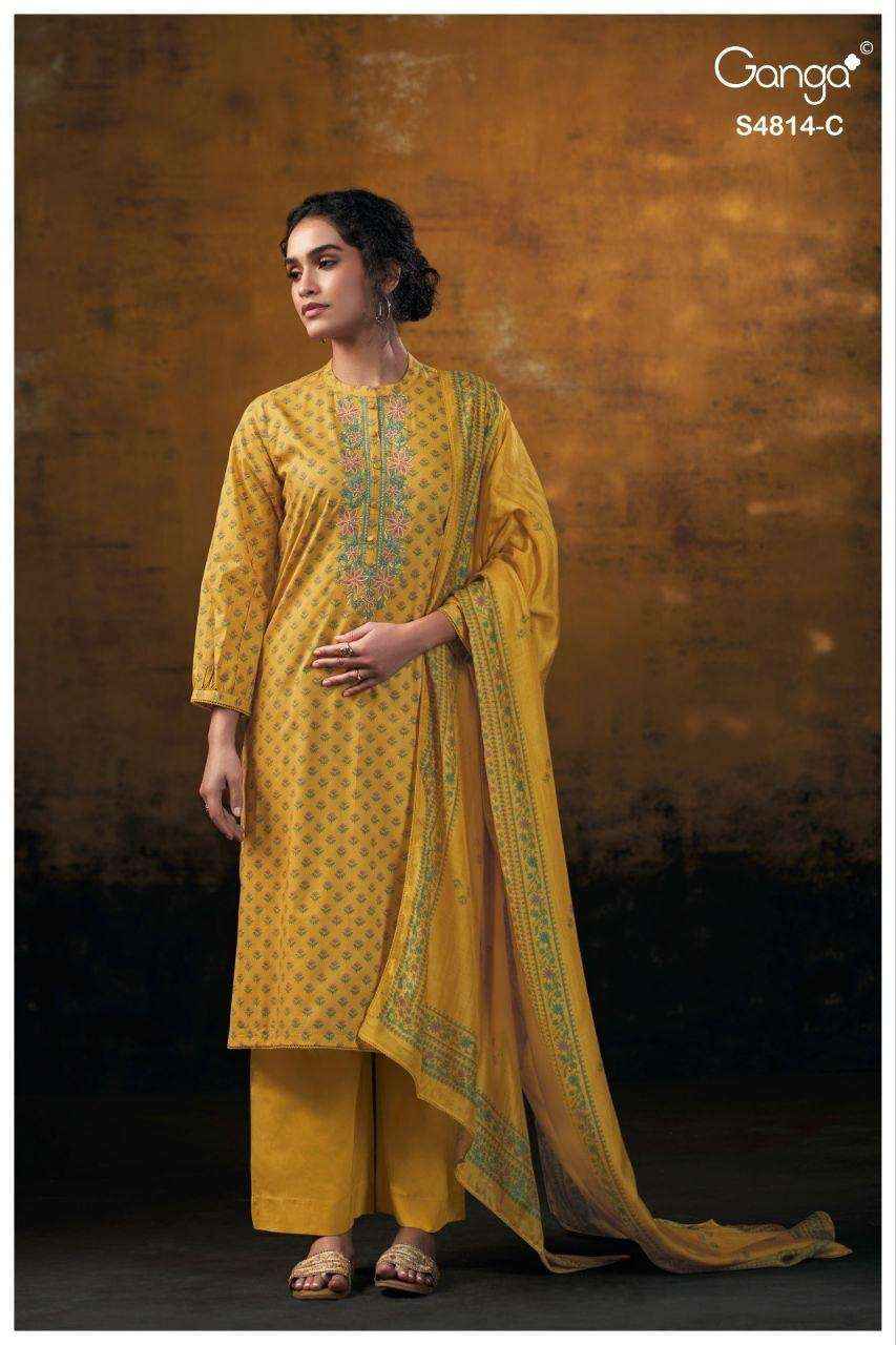 Ganga Fashion Sravanthi 4814 Exclusive Fancy Cotton Suit Catalog Wholesale Price ( 4 Pcs Catalog )