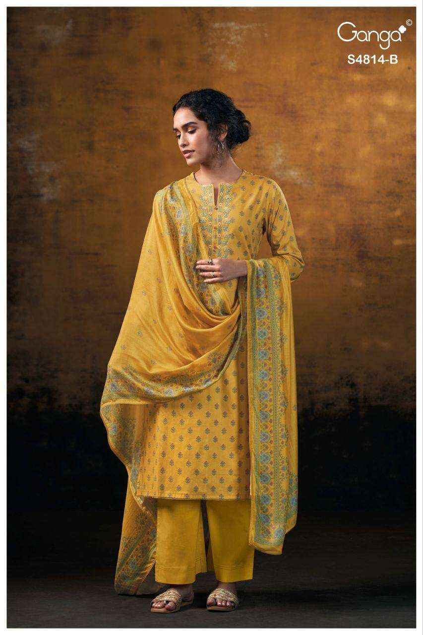 Ganga Fashion Sravanthi 4814 Exclusive Fancy Cotton Suit Catalog Wholesale Price ( 4 Pcs Catalog )