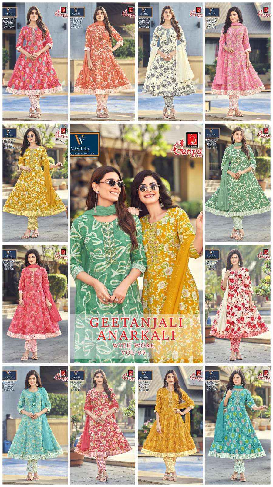 Ganpati Gitanjali Anarkali Vol 5 Readymade Rayon Slub Dress Surat Wholesale Price ( 12 Pcs Catalog )