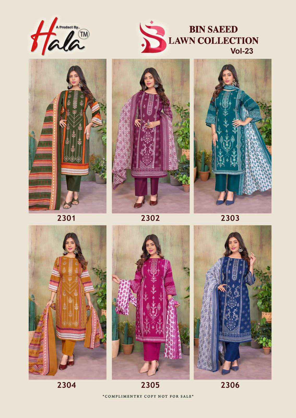 Hala Bin Saeed Vol 23 Unstitch Cotton Ladies Dress _ Wholesale Surat ( 6 Pcs Catalog )