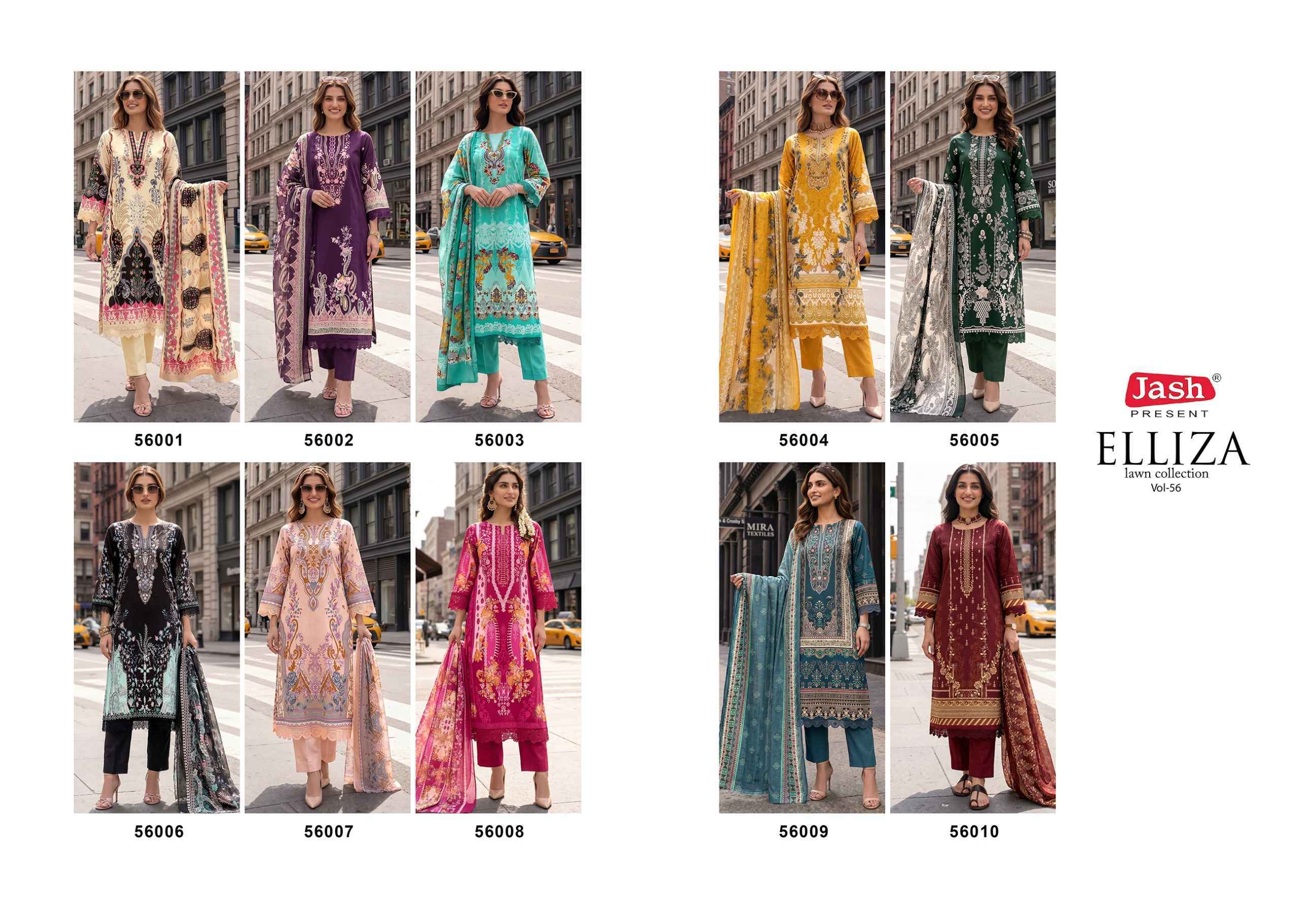 Jash Elliza Vol 56 Wholesale Pakistani Cotton Dress Material ( 10 pcs Catalogue )