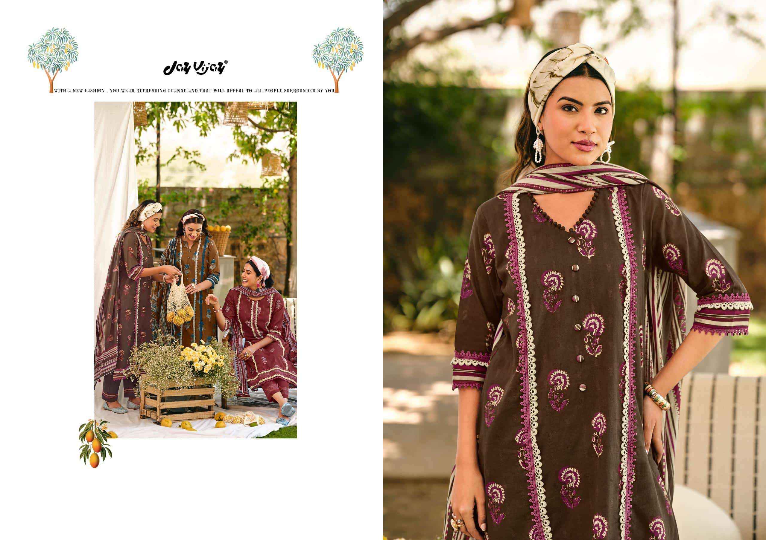 Jay Vijay Aam Bagh Exclusive Designs Cotton Dress Catalog _Wholesale Surat Rate ( 6 Pcs catalog )