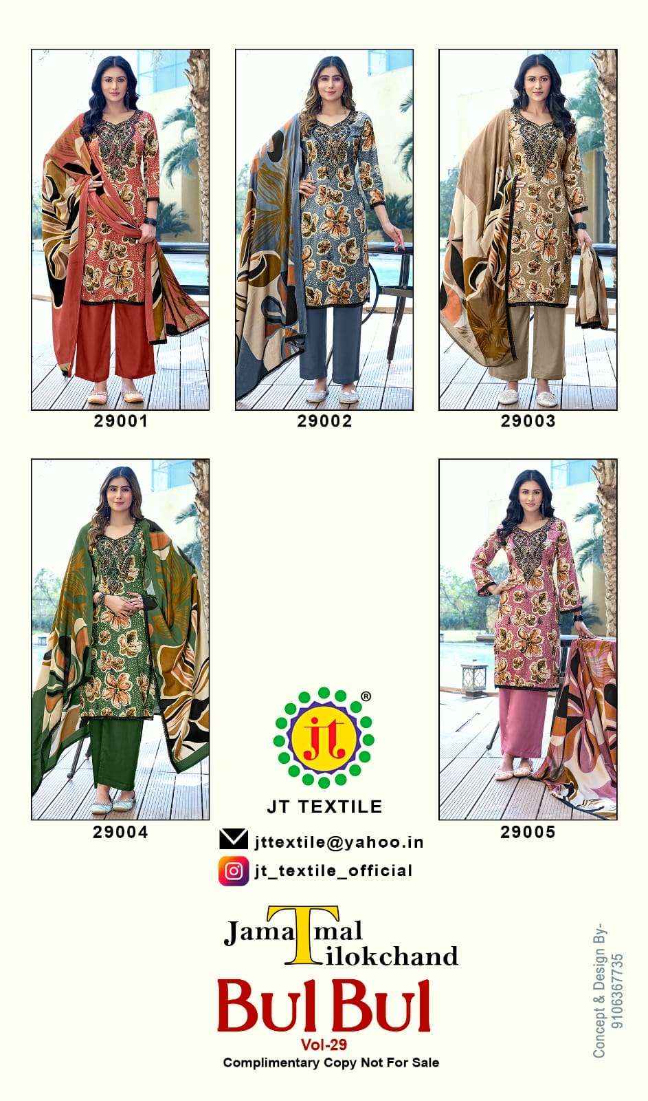 Jt Bulbul Vol 29 Rayon Premium Wear Ladies Dress Surat Wholesale Market Price ( 5 Pcs Catalog )
