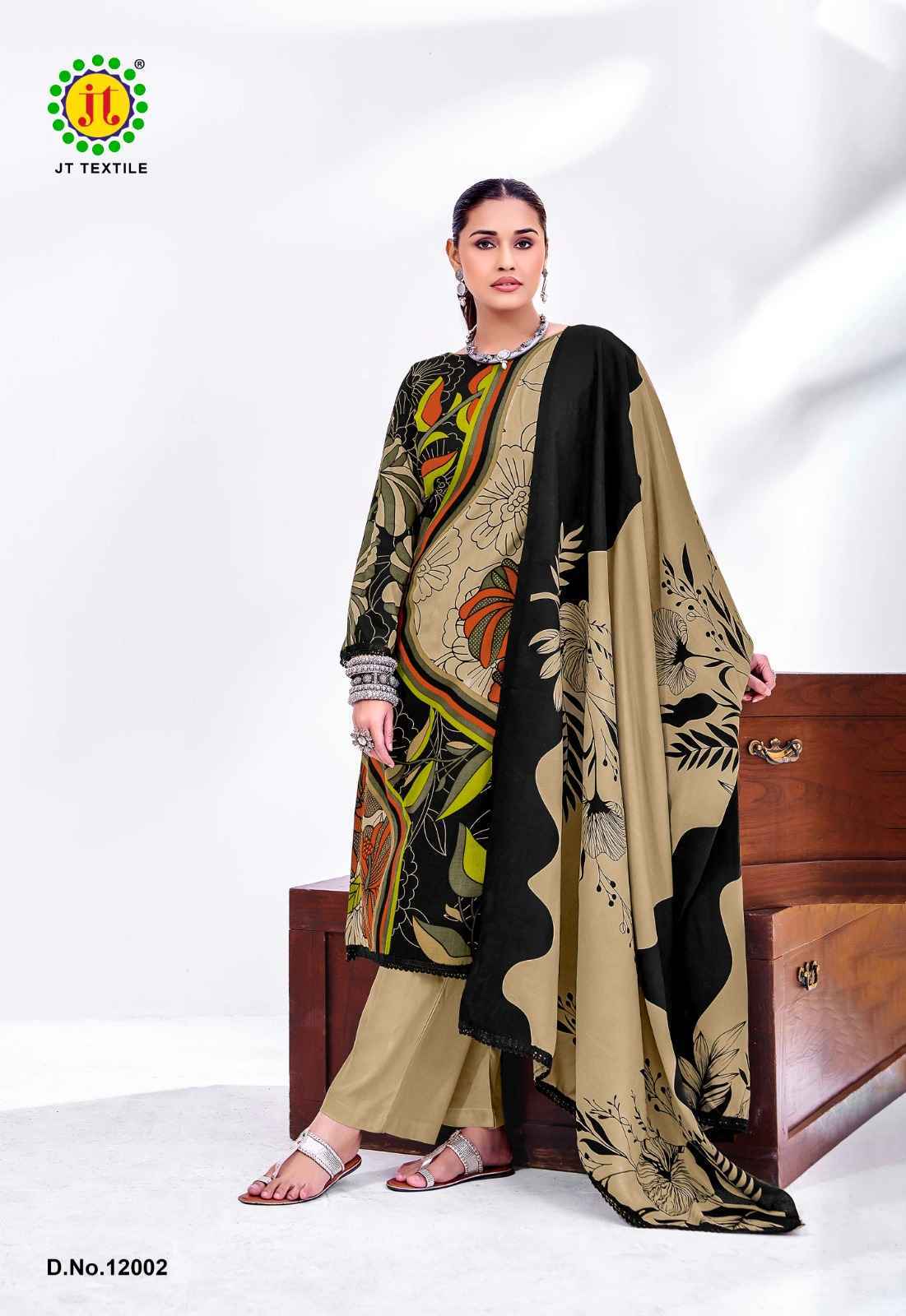 Jt Nigaar Vol 12 Rayon Dress Material Clothes Wholesale Website ( 5 Pcs Catalog )