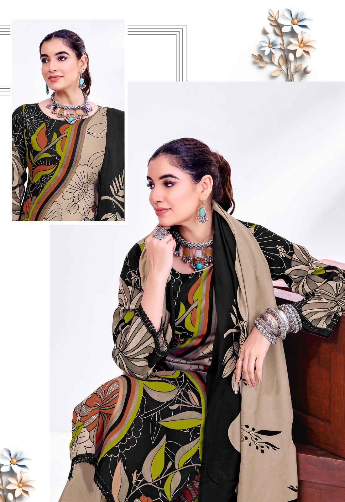 Jt Nigaar Vol 12 Rayon Dress Material Clothes Wholesale Website ( 5 Pcs Catalog )