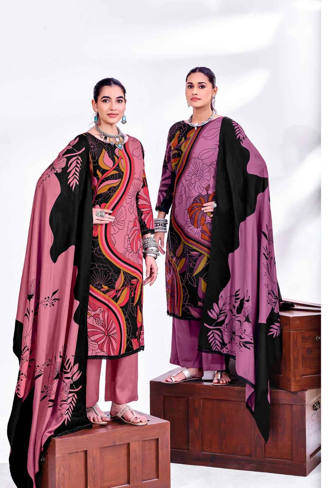 Jt Nigaar Vol 12 Rayon Dress Material Clothes Wholesale Website ( 5 Pcs Catalog )