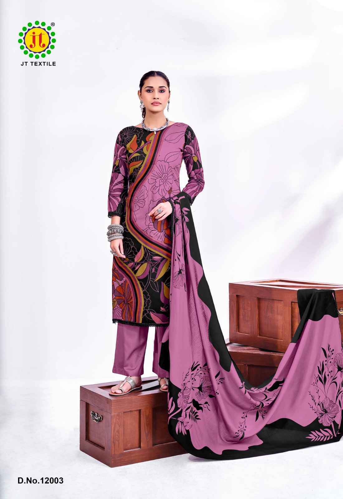 Jt Nigaar Vol 12 Rayon Dress Material Clothes Wholesale Website ( 5 Pcs Catalog )