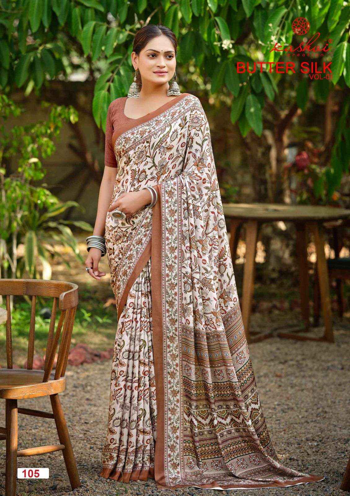 Kashvi Butter Silk Vol 1 Silk Crepe Saree _ Surat Wholesale Bazaar ( 8 Pcs Catalog )