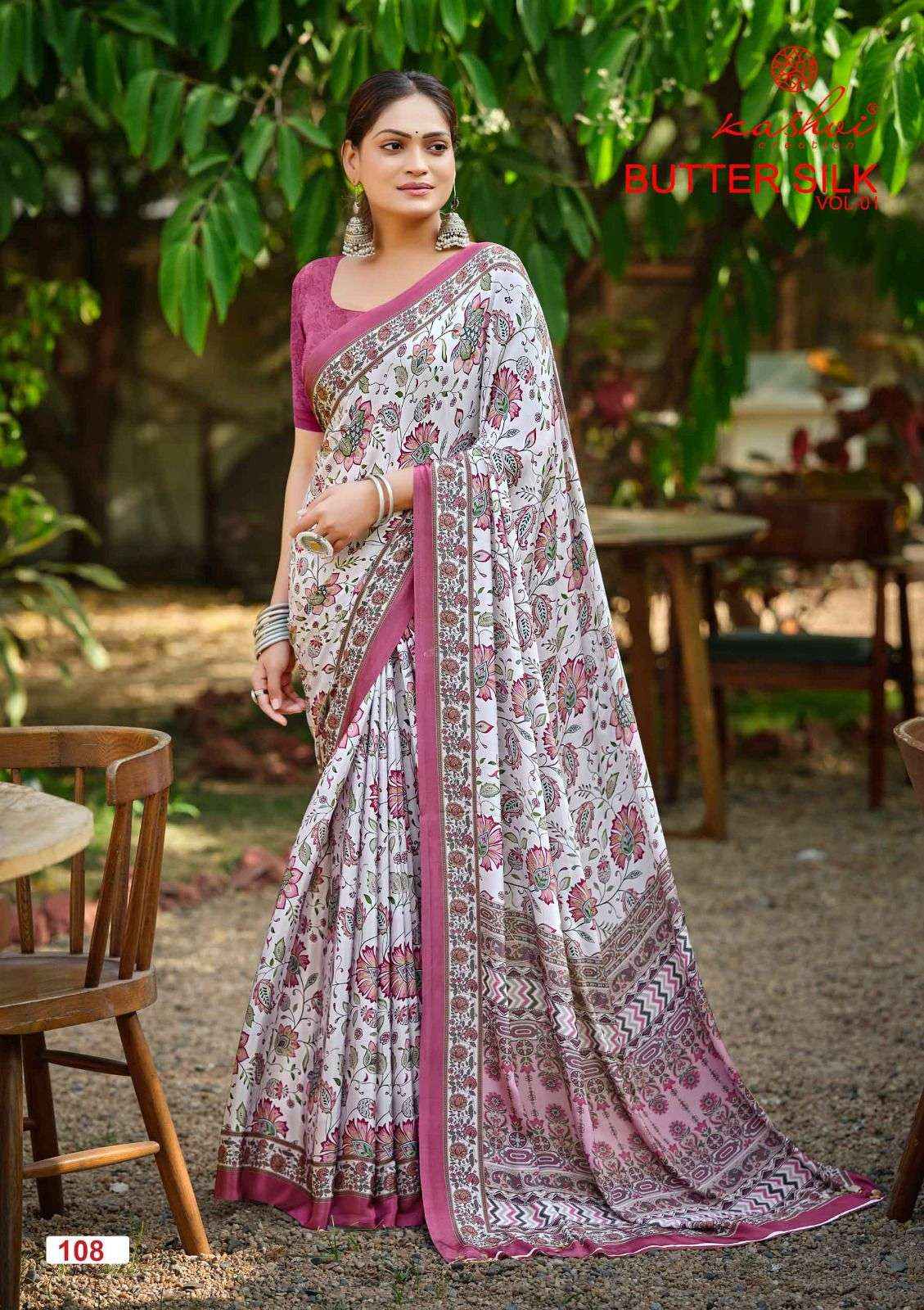 Kashvi Butter Silk Vol 1 Silk Crepe Saree _ Surat Wholesale Bazaar ( 8 Pcs Catalog )