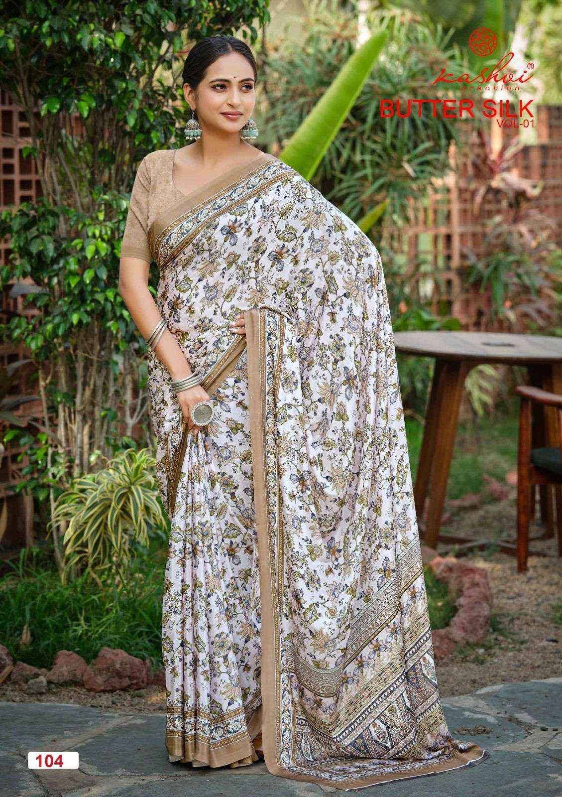 Kashvi Butter Silk Vol 1 Silk Crepe Saree _ Surat Wholesale Bazaar ( 8 Pcs Catalog )