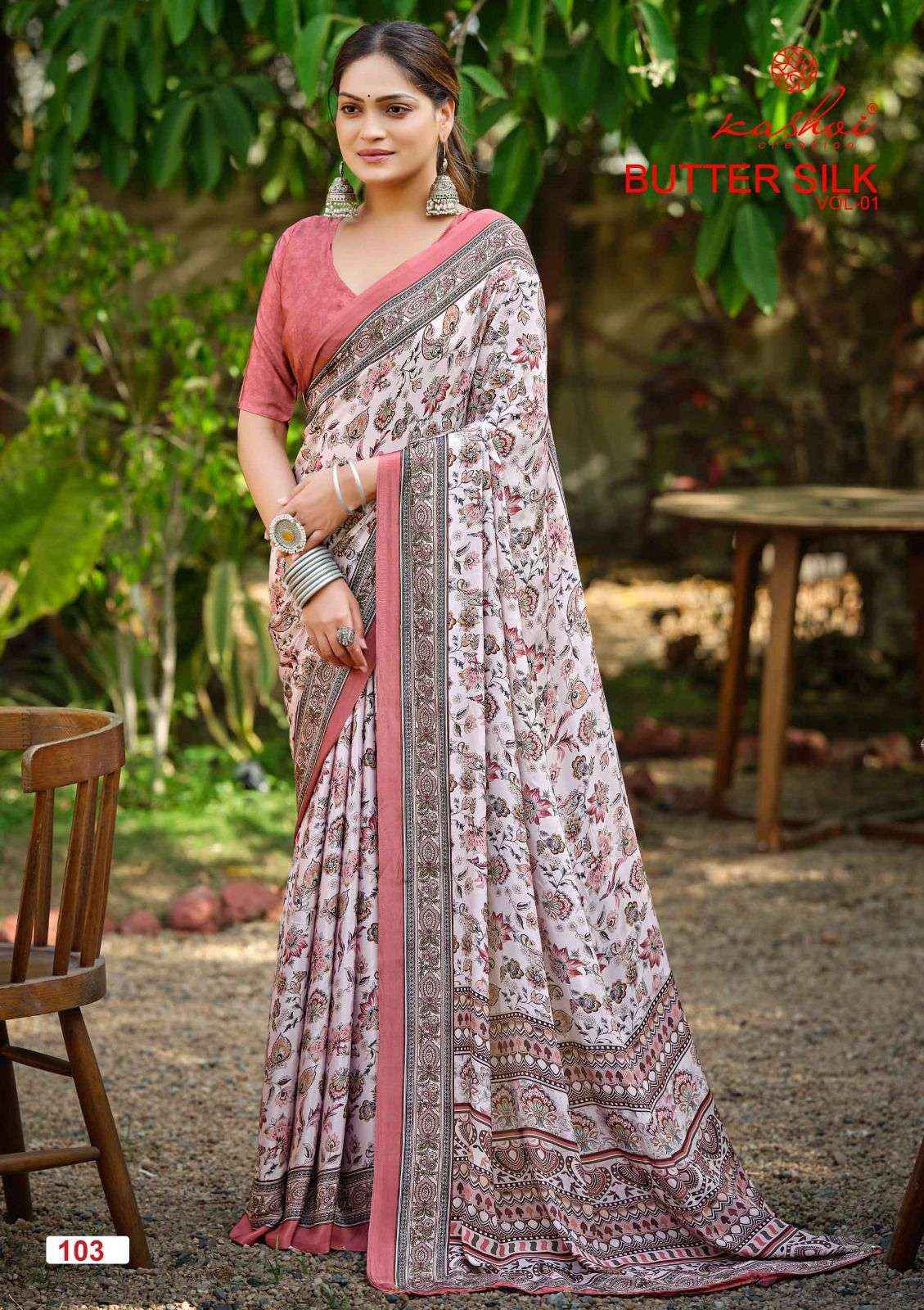 Kashvi Butter Silk Vol 1 Silk Crepe Saree _ Surat Wholesale Bazaar ( 8 Pcs Catalog )