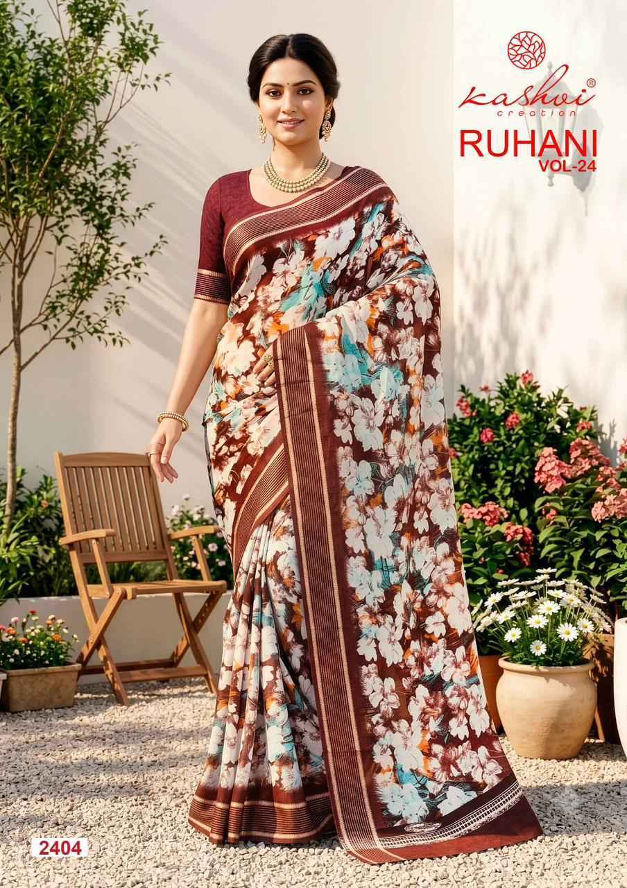 Kashvi Ruhani Vol 24 Dull Moss Saree, Wholesale Saree Supplier ( 8 pcs Catalogue )