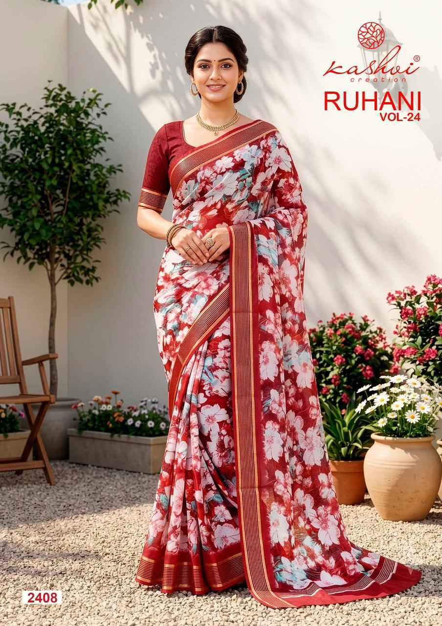Kashvi Ruhani Vol 24 Dull Moss Saree, Wholesale Saree Supplier ( 8 pcs Catalogue )