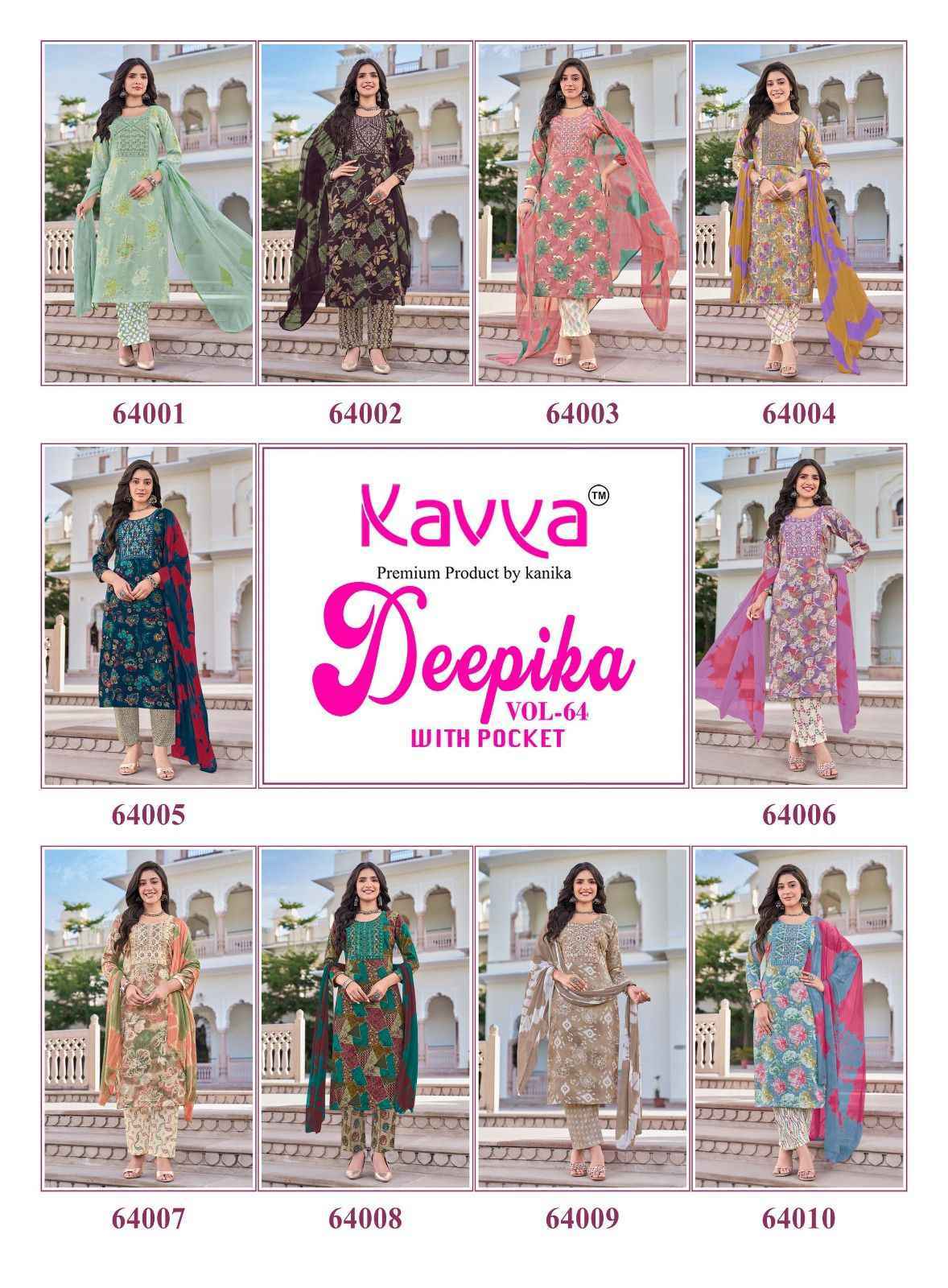 Kavya Deepika Vol 64 Capsule Readymade Suits ( 10 pcs Catalogue )