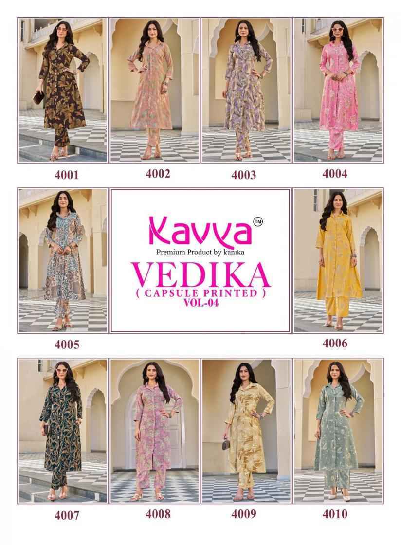 Kavya Vedika Vol 4 Co Ord Set, Latest Catalogue Wholesale Price ( 10 pcs Catalogue )