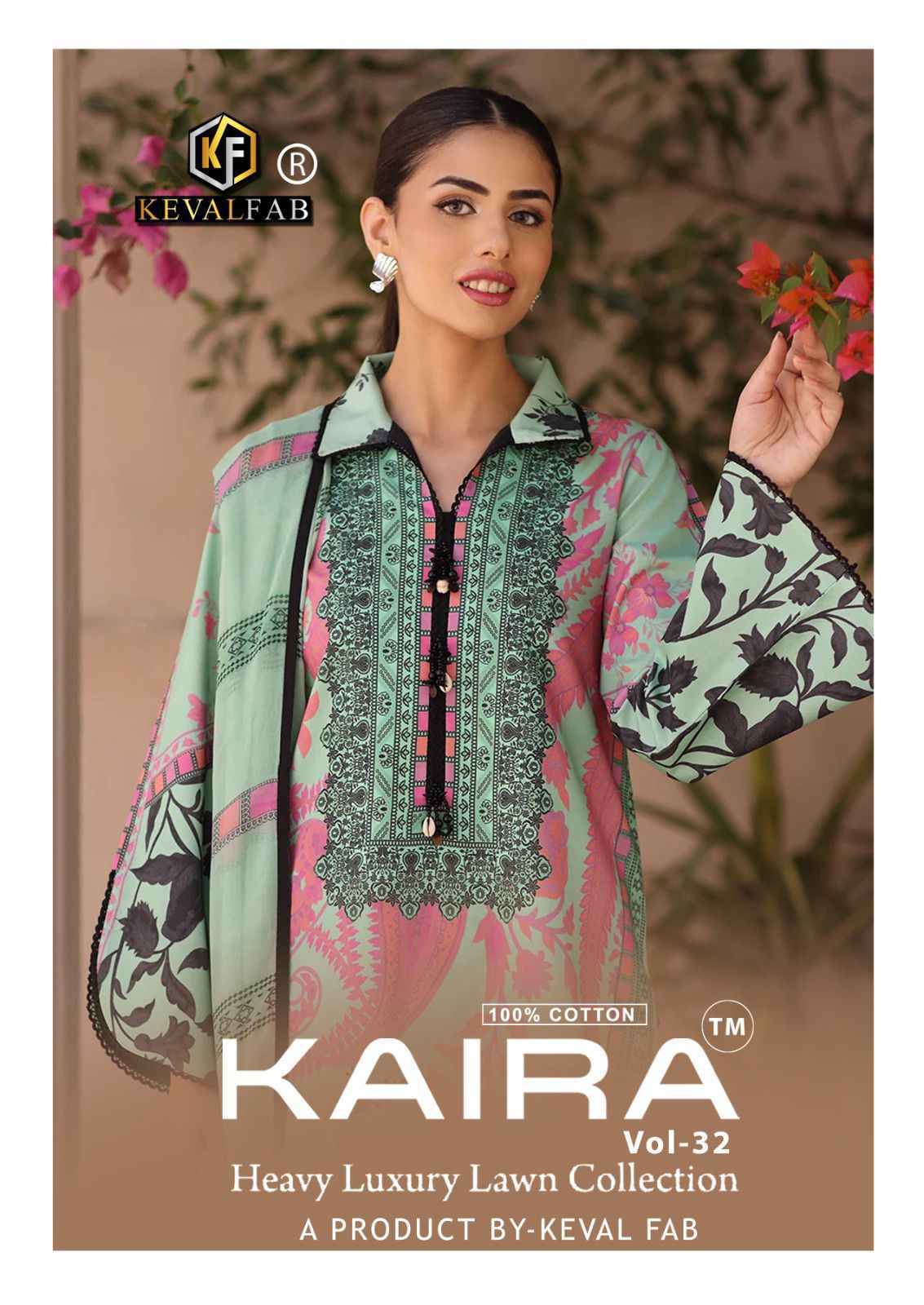 Keval Fab Kaira Vol 32 Lawn Cotton Dress Material _  Wholesale Catalogue Surat ( 6 Pcs catalog )