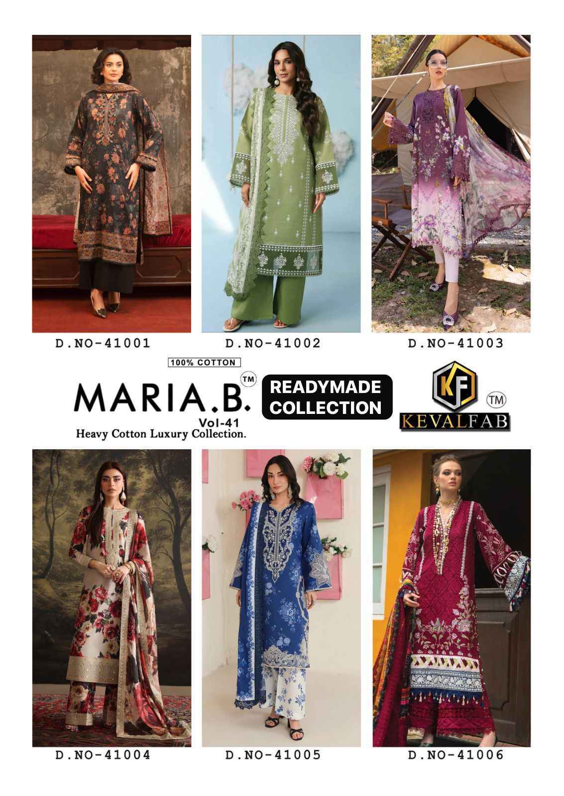 Keval Fab Maria B Vol 41 Readymade Cotton Dress 6 pcs Catalogue