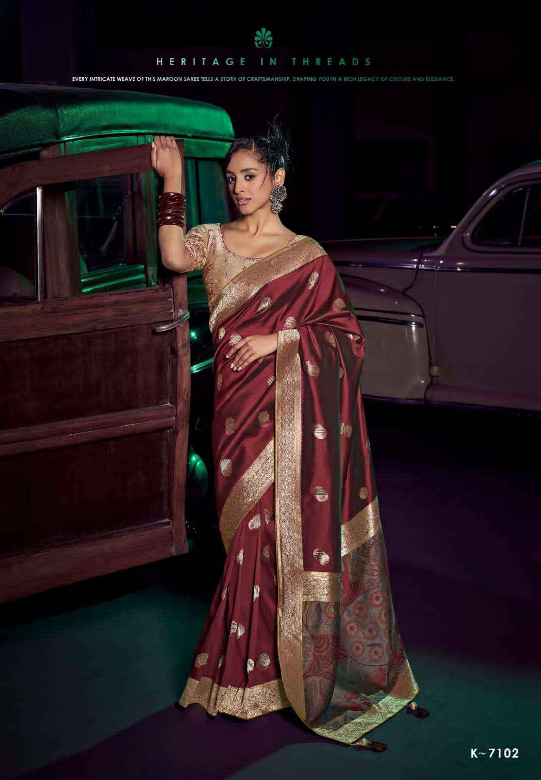 Kira Kavisha 7101 to 7106 Pure Silk Saree _ Wholesale Surat Rate ( 6 Pcs Catalog )