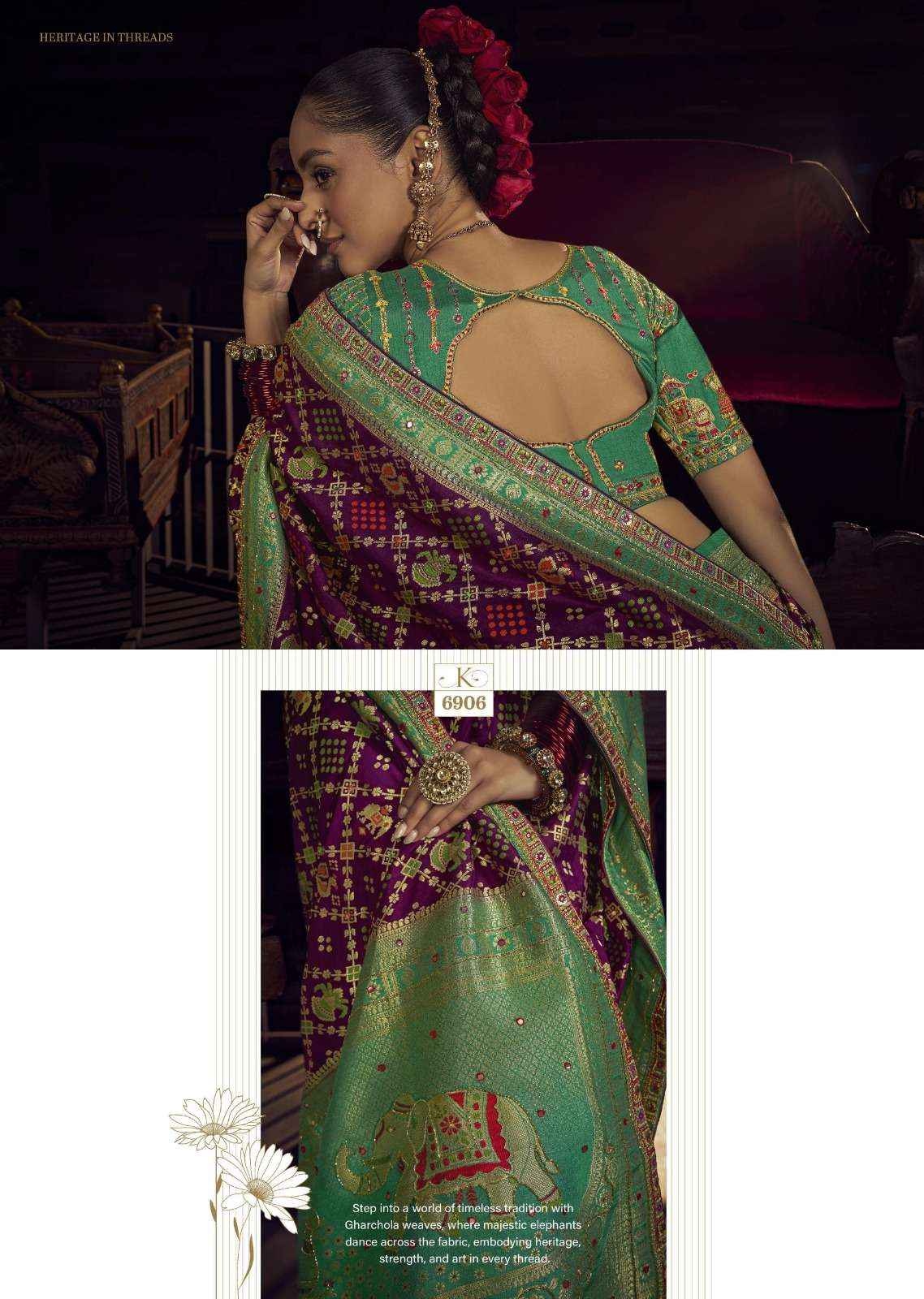 Kira Kimayra 6901 to 6906 Handwork Dola Silk Saree latest _ Surat Textile Market ( 6 Pcs Catalog )