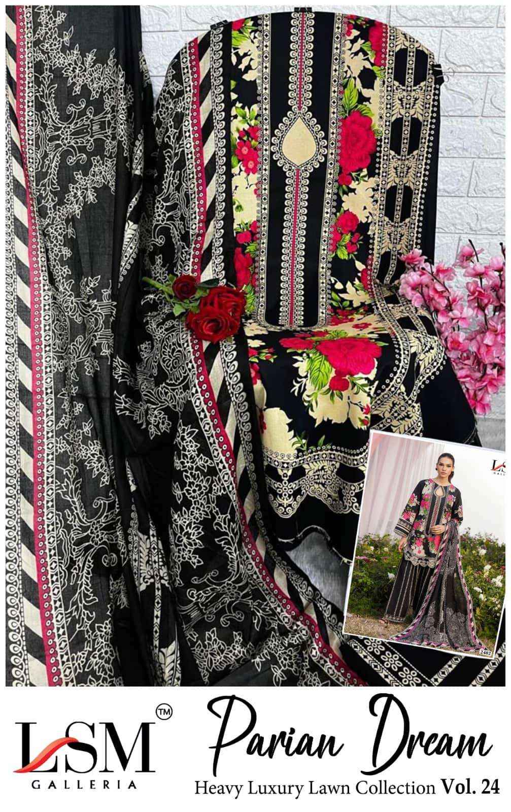 Lsm Parian Dream Vol 24 Printed Pure Lawn Dress Material Wholesale Surat rate ( 6 Pcs Catalog )