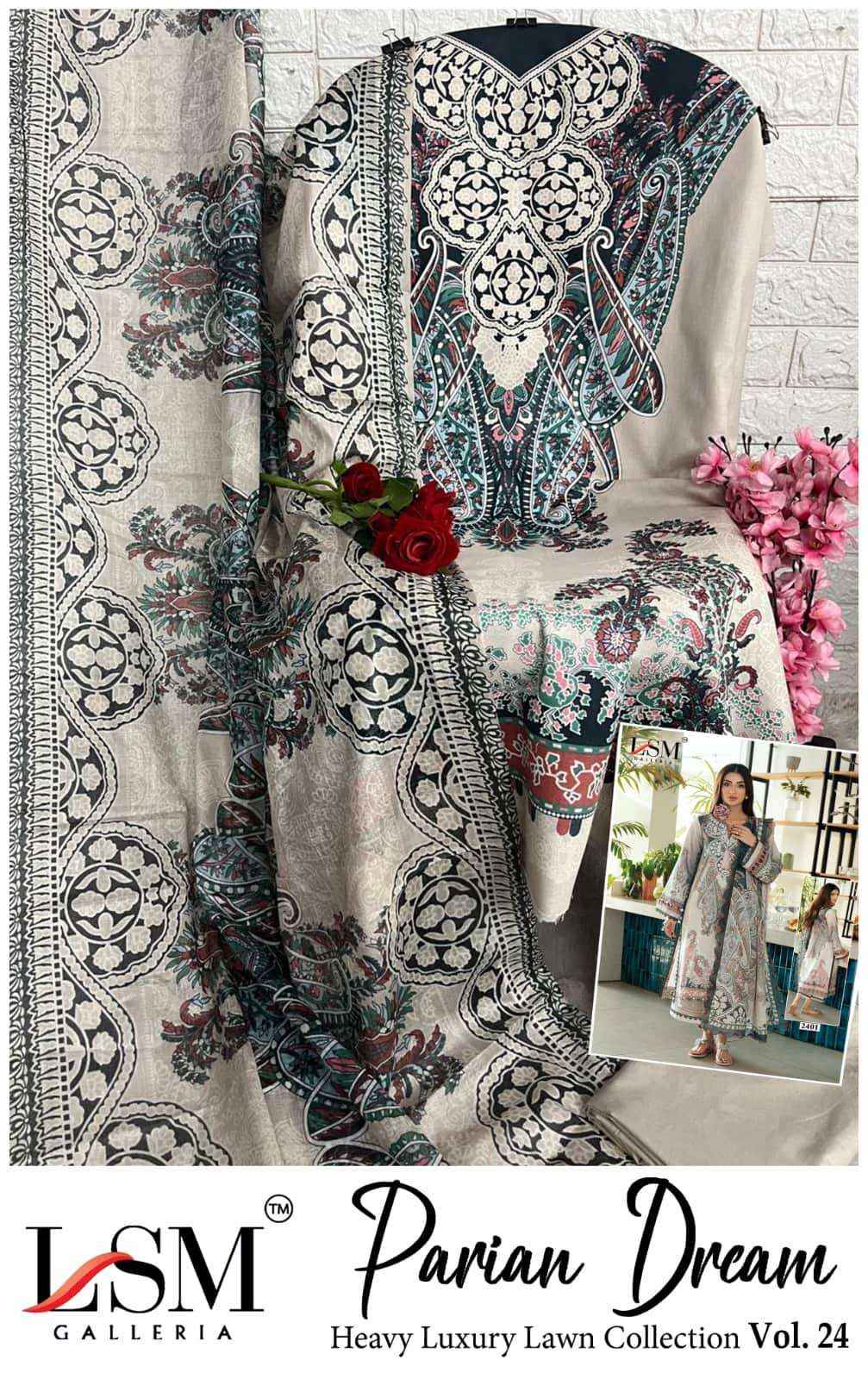 Lsm Parian Dream Vol 24 Printed Pure Lawn Dress Material Wholesale Surat rate ( 6 Pcs Catalog )